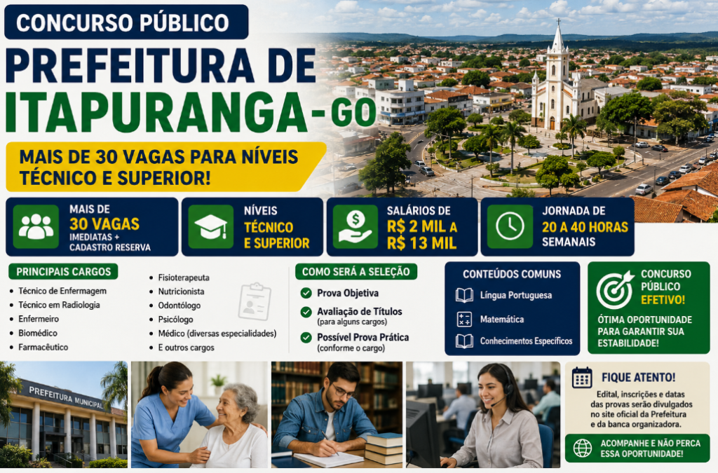 As oportunidades atendem principalmente áreas da saúde e apoio técnico.